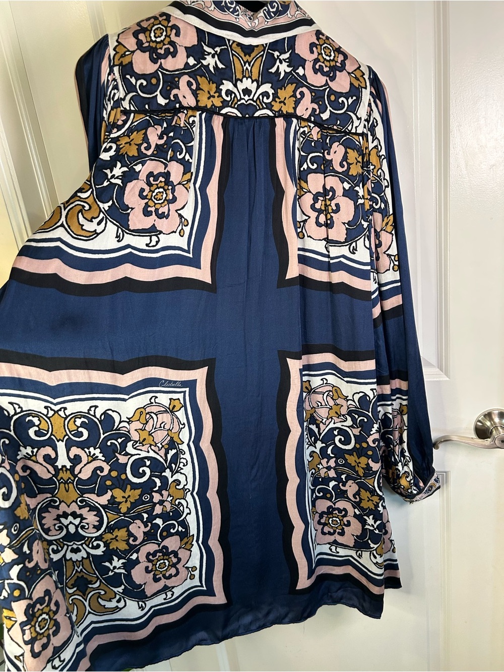 Cleobella Navy Charisma Floral Print Mini Dress with Pink Accents Medium - Picture 11 of 13